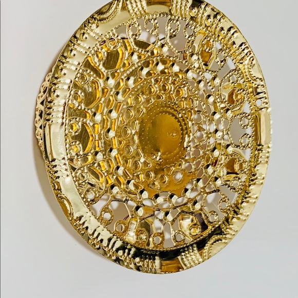 Tealight Candle Holder gold tone metal & stones - Picture 3 of 3